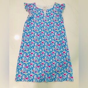 Vineyard Vines Dress Girls Flamingos Blue Porcelain Floral Summer Dress